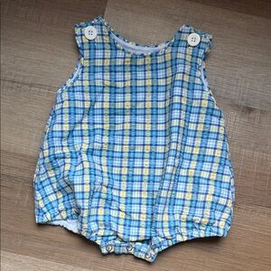 Charming Blue and Yellow Plaid Kids Bodysuit